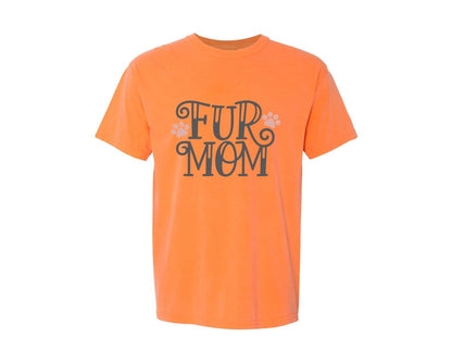 brand:Comfort Colors|color:Melon|Fur Mom Cute Crazy Cat Lady Quote 2 Graphic T-Shirt