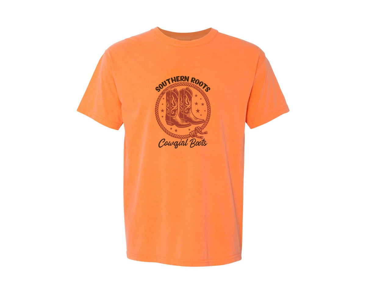 brand:Comfort Colors|color:Melon|Southern Roots Cowgirl Boots Cowgir Graphic T-Shirt