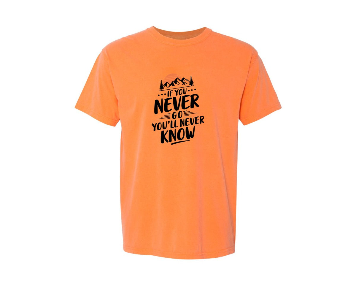 brand:Comfort Colors|color:Melon|If You Never Go Youll Never Know 3 Graphic T-Shirt