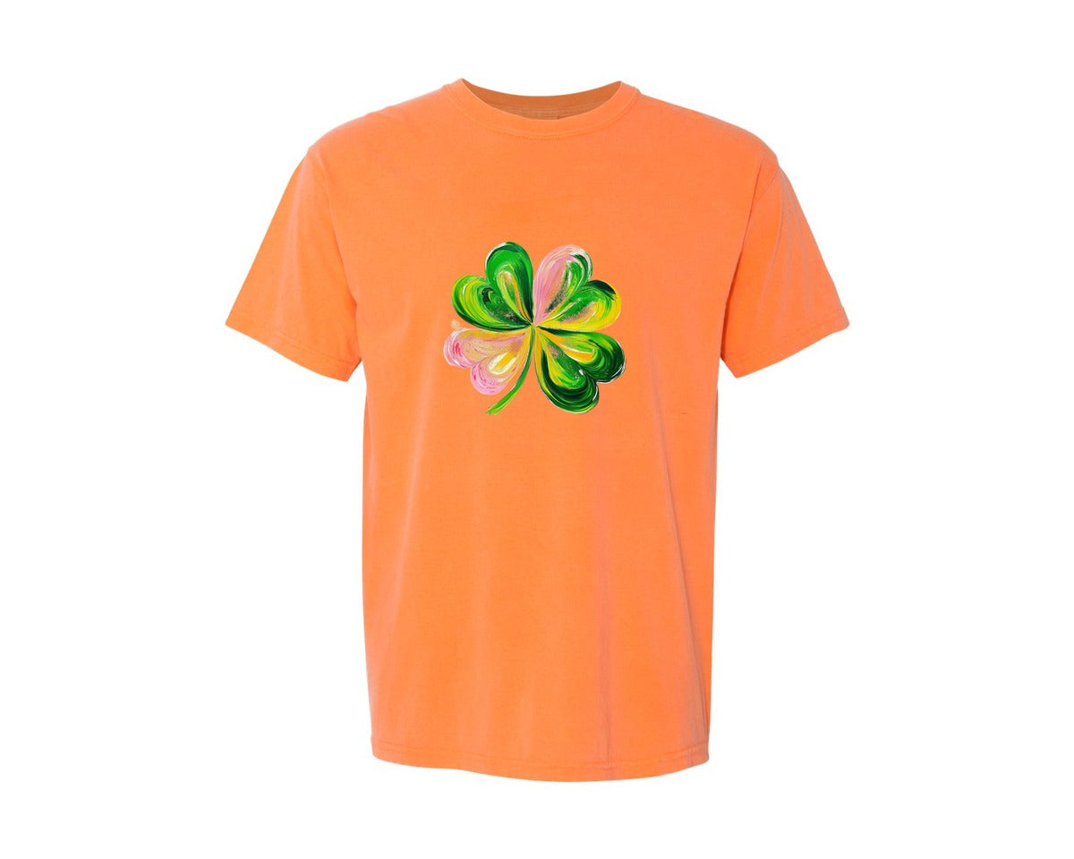 brand:Comfort Colors|color:Melon|Brushstroke Shamrock Graphic T-Shirt