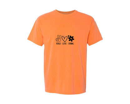 brand:Comfort Colors|color:Melon|Peace Love Spring 4 Graphic T-Shirt