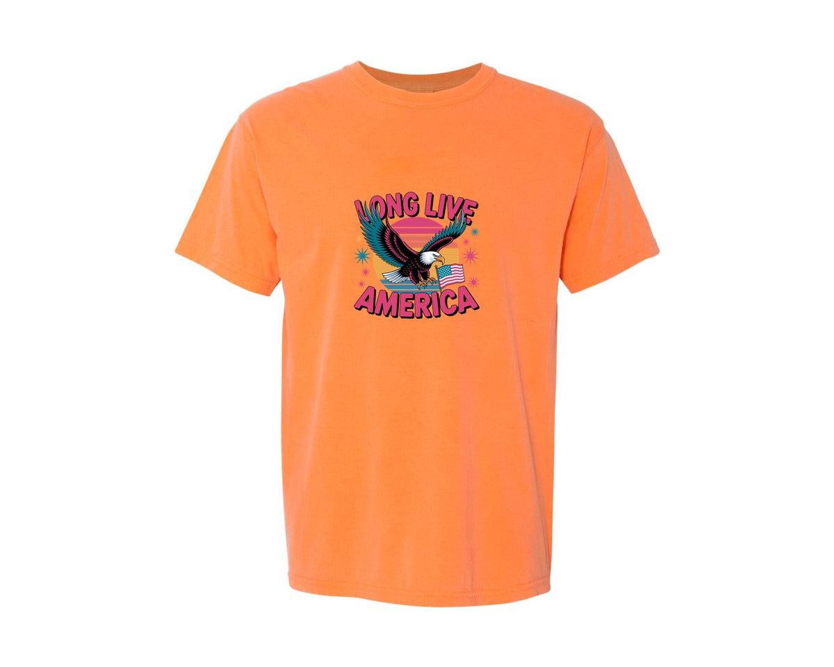 brand:Comfort Colors|color:Melon|Long Live America Graphic T-Shirt