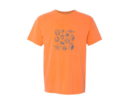 brand:Comfort Colors|color:Melon|Summer Beach Seashell Doodle 2 Graphic T-Shirt