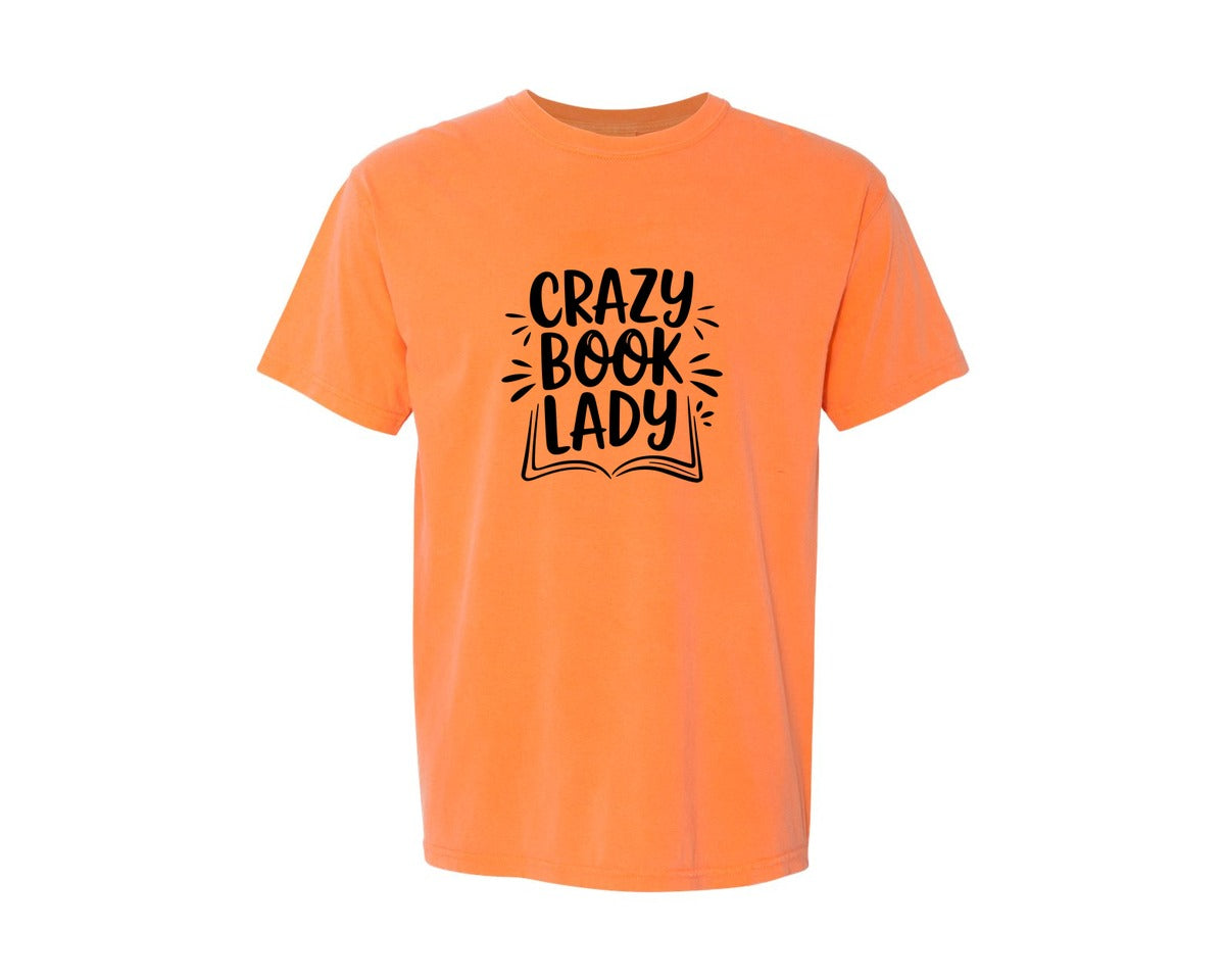 brand:Comfort Colors|color:Melon|Crazy Book Lady T Shirt Design 4 Graphic T-Shirt