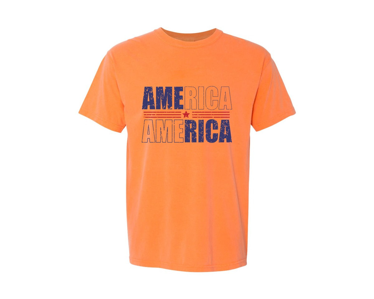 brand:Comfort Colors|color:Melon|America Patriotic Graphic T-Shirt