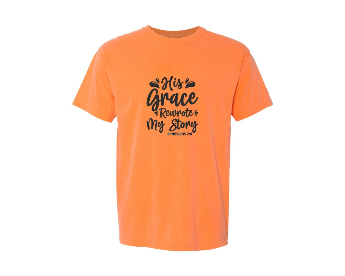 brand:Comfort Colors|color:Melon|His Grace Rewrites My Story Graphic T-Shirt