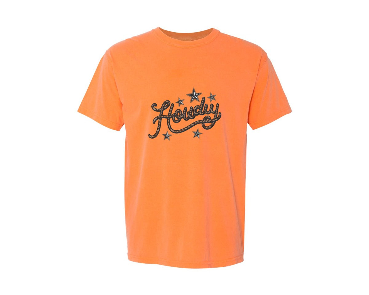 brand:Comfort Colors|color:Melon|Howdy Western Cowboy Rope Graphic T-Shirt