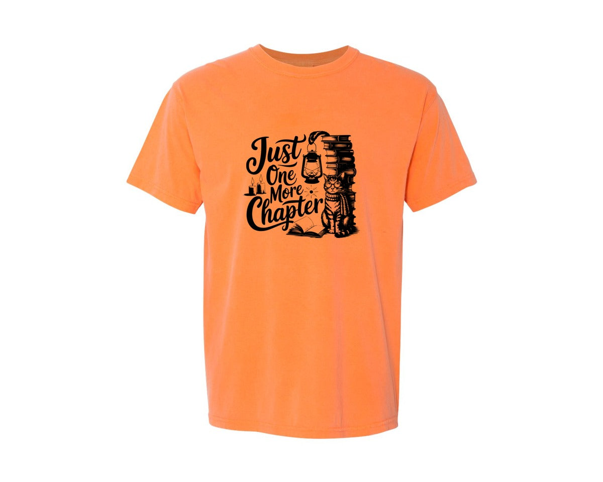 brand:Comfort Colors|color:Melon|Just One More Chapter T Shirt Design Graphic T-Shirt