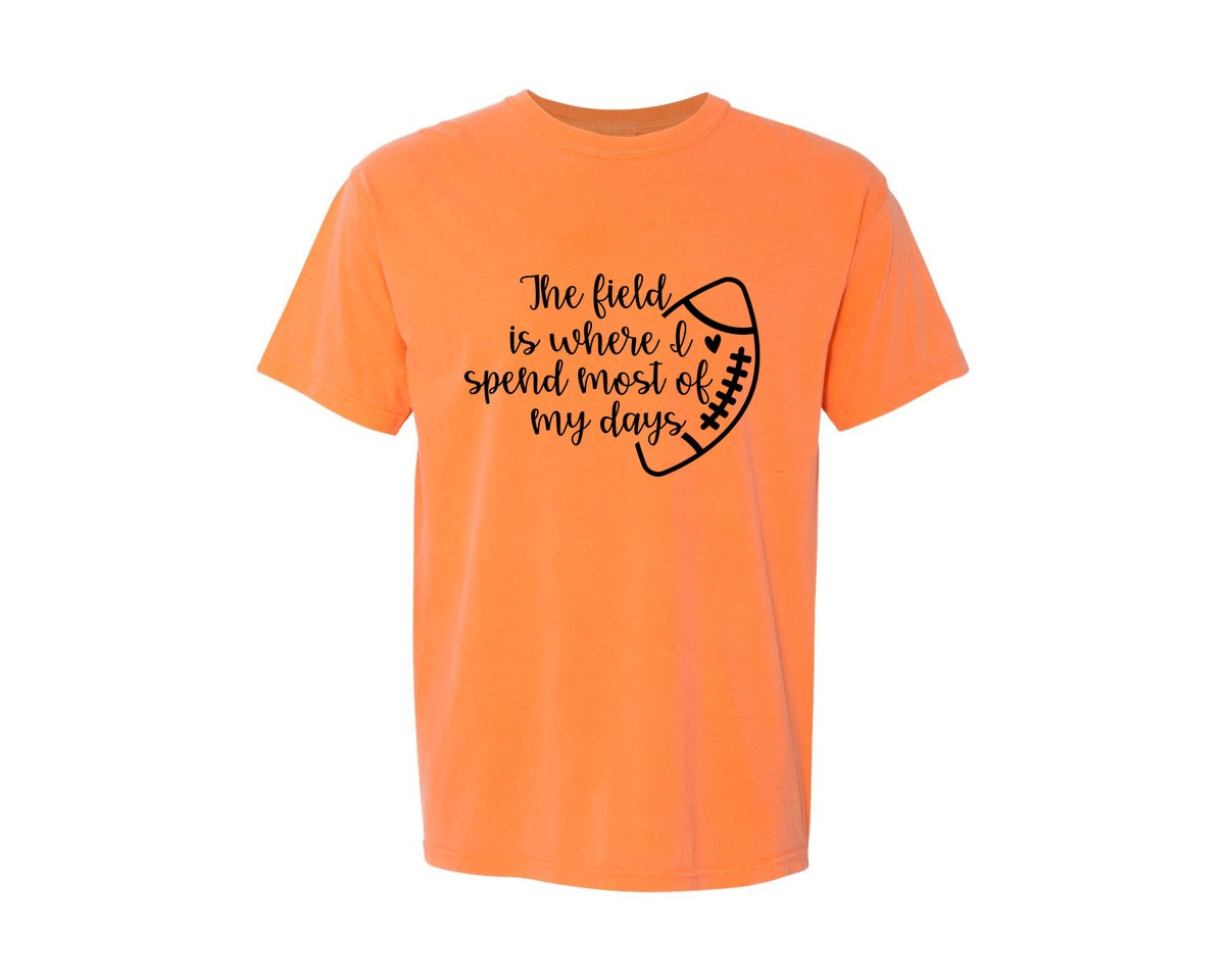 brand:Comfort Colors|color:Melon|Football Mom 103 Graphic T-Shirt