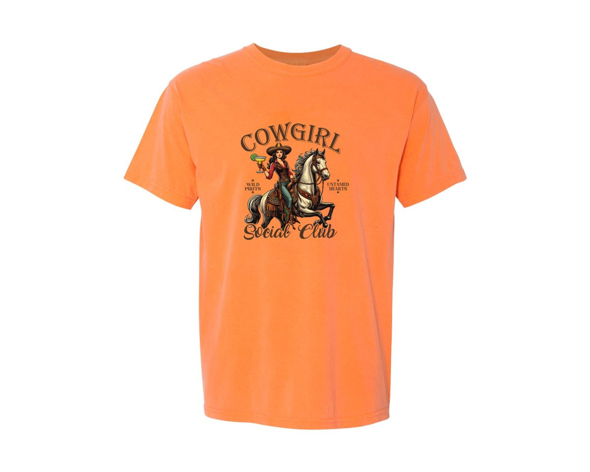 brand:Comfort Colors|color:Melon|Cowgirl Social Club Cowgirl Graphic T-Shirt