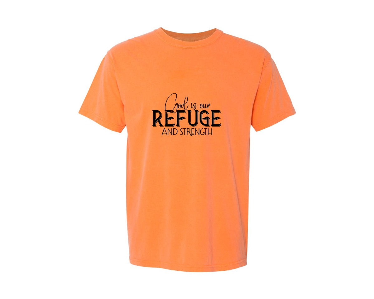 brand:Comfort Colors|color:Melon|God Is Our Refuge And Strength Sleeve Sv Graphic T-Shirt