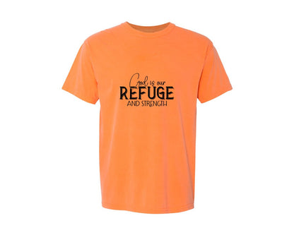 brand:Comfort Colors|color:Melon|God Is Our Refuge And Strength Sleeve Sv Graphic T-Shirt