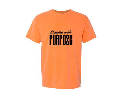 brand:Comfort Colors|color:Melon|Created With Purpose Sleeve Design Graphic T-Shirt