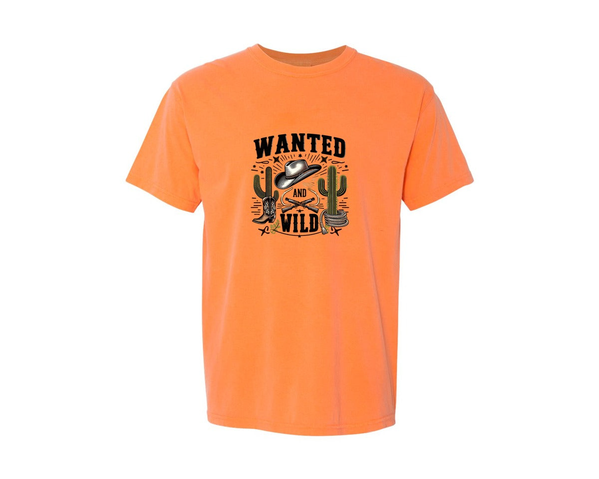 brand:Comfort Colors|color:Melon|Western Wanted And Wild T Shirt Graphic T-Shirt