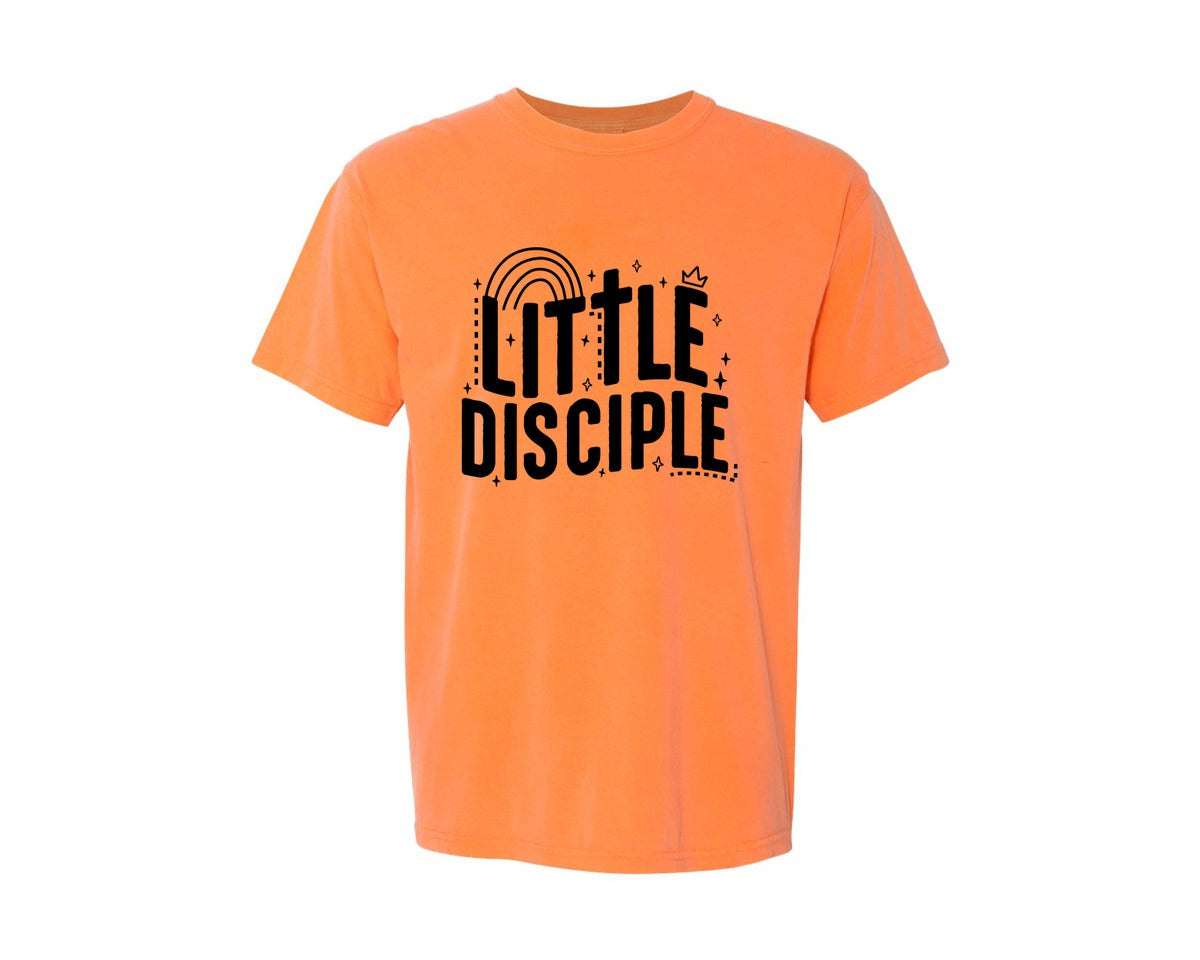 brand:Comfort Colors|color:Melon|Retro Little Disciple Tshirt Kids Graphic T-Shirt