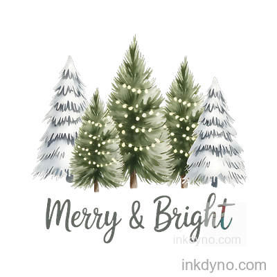 Merry And Bright , Tree , Merry DTF Transfer – Ready to Press (Christmas)