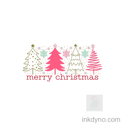 Colorful Merry Christmas Tree Design Transfer — DTF Transfer