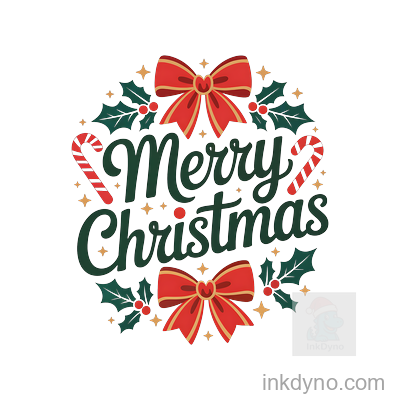 Merry Christmas Coquette Bow PNG, Christmas