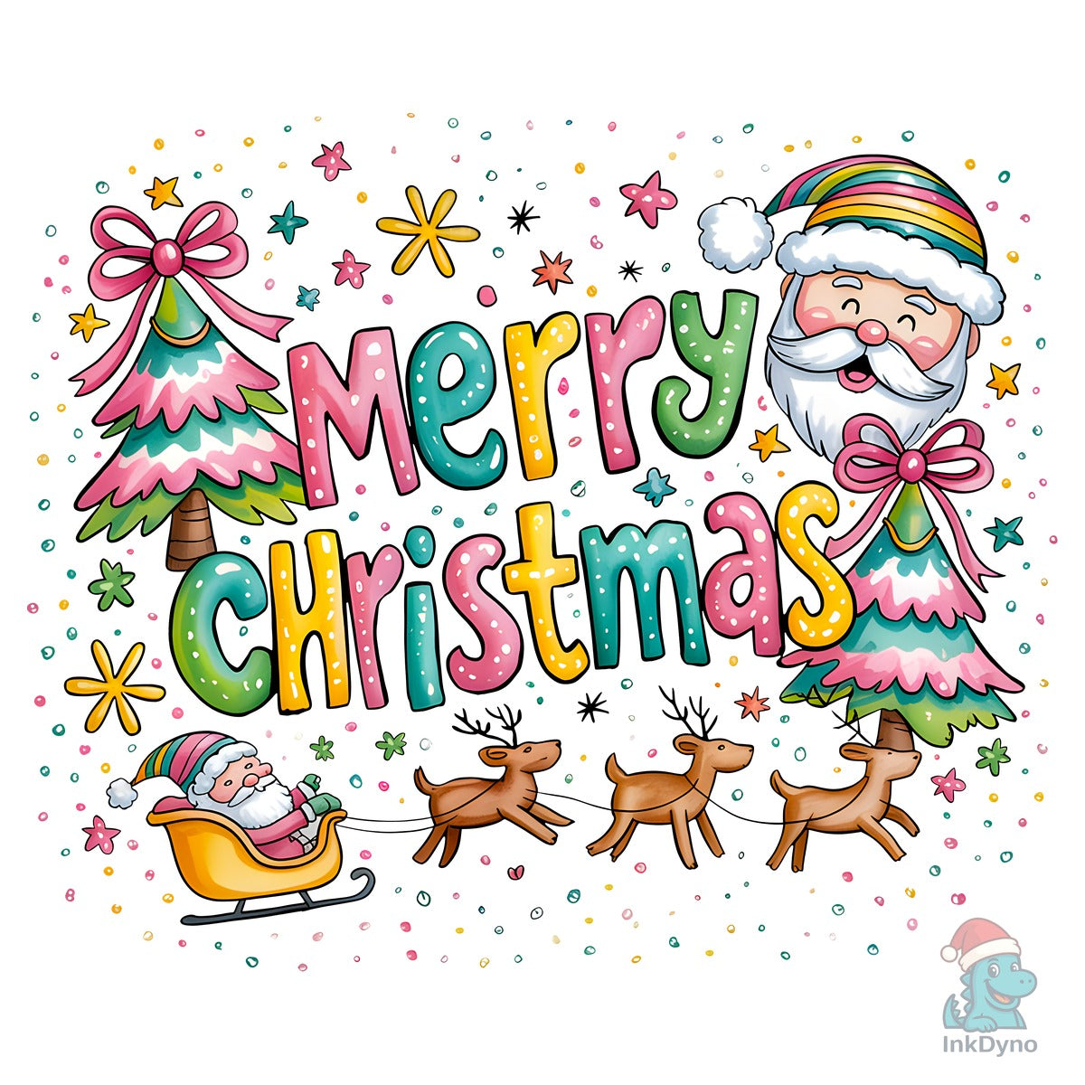 Festive Merry Christmas Checkered Design Transfer