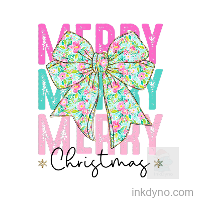 Merry Christmas Preppy Bow PNG