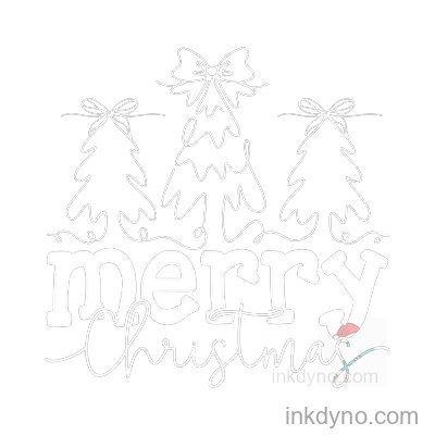 Merry Christmas Trees Hand Drawn Design Transfer — DTF Transfer