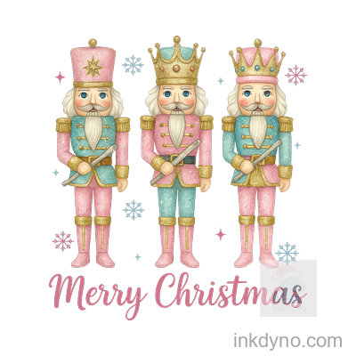 Christmas Nutcracker Trio With Merry Wishes Design — DTF Transfer