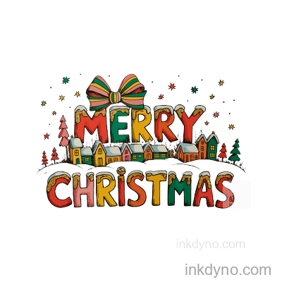 Merry Preppy Xmas Tree Bow DTF Transfer – Ready to Press (Christmas)