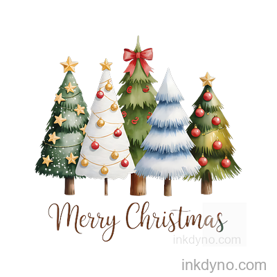 Merry Christmas Colorful Christmas Tree Design — DTF Transfer