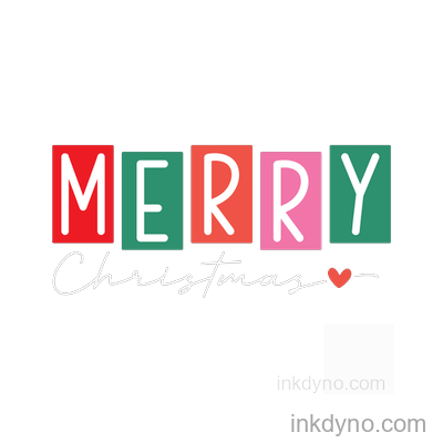 Merry Christmas Colorful Block Letter Design — DTF Transfer