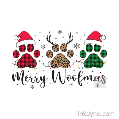 Merry Woofmas Paw Print Design For Pets — DTF Transfer