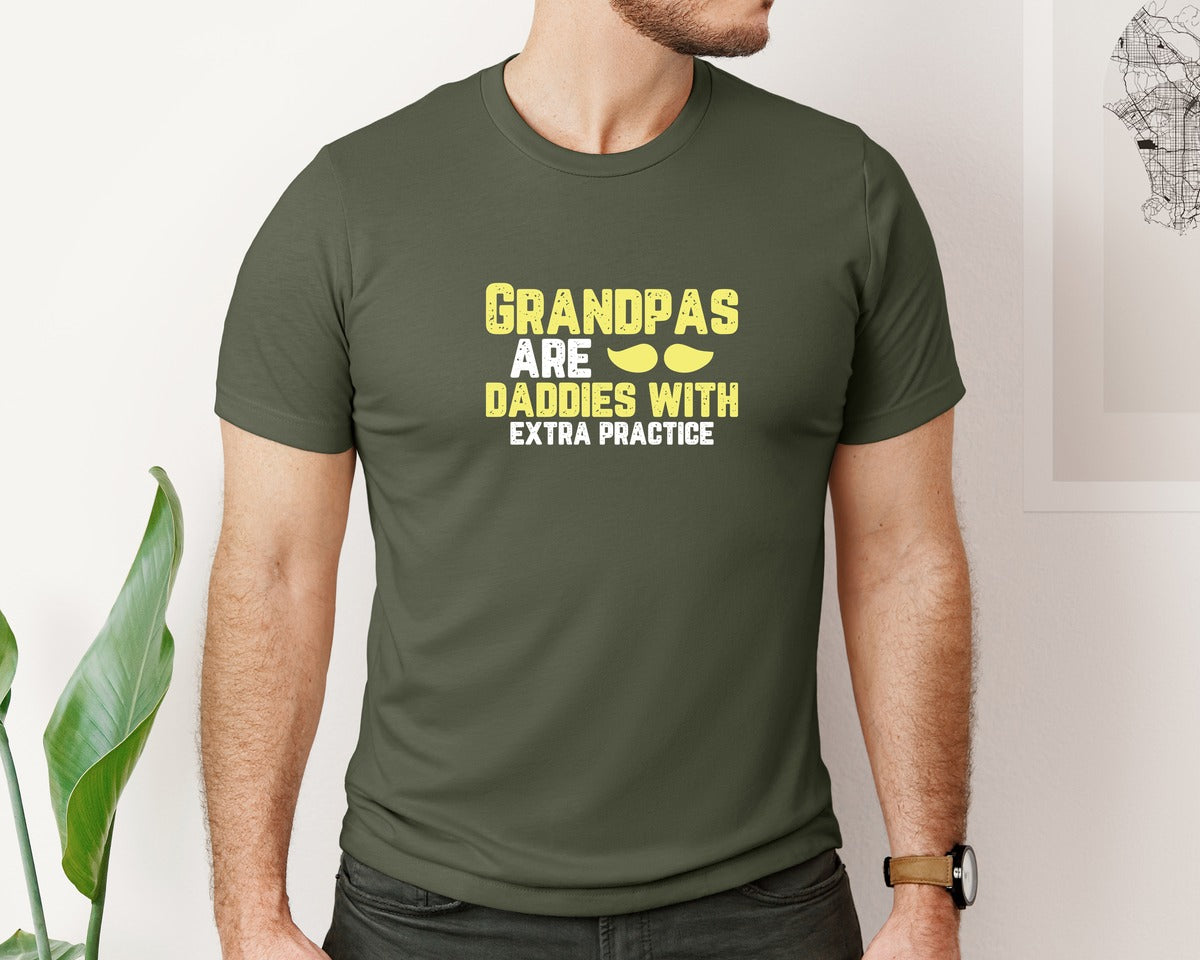 brand:Bella Canvas|color:Military Green|Grandpas Daddies T Shirt Crafts Graphic T-Shirt