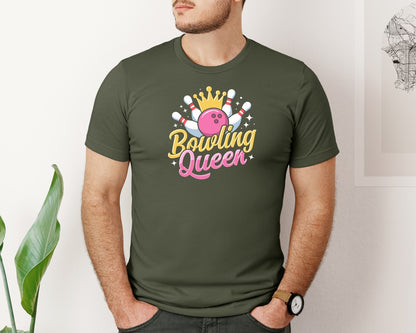 brand:Bella Canvas|color:Military Green|Bowling Graphic Graphic T-Shirt