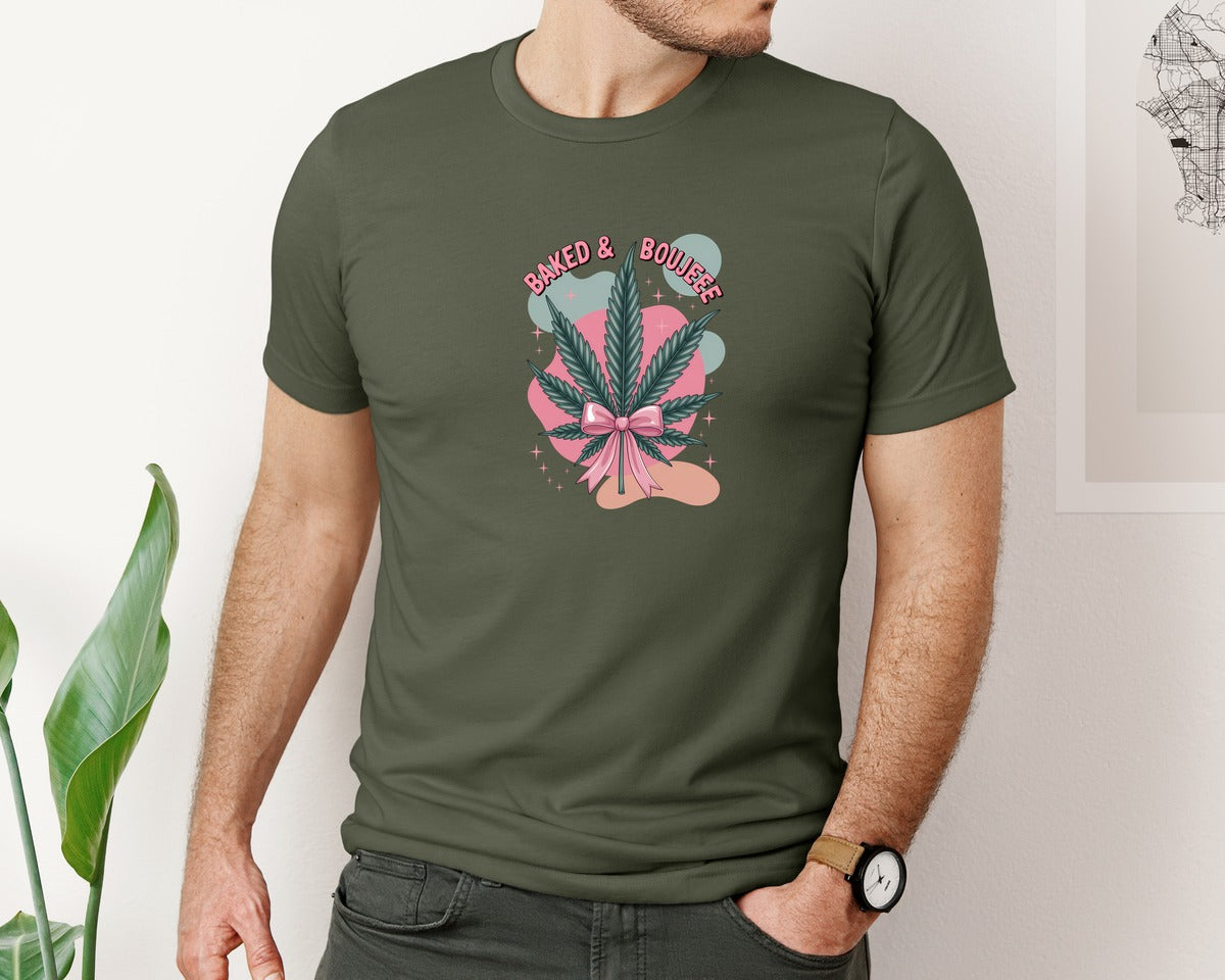 brand:Bella Canvas|color:Military Green|Baked Boujee Funny 3 Graphic T-Shirt