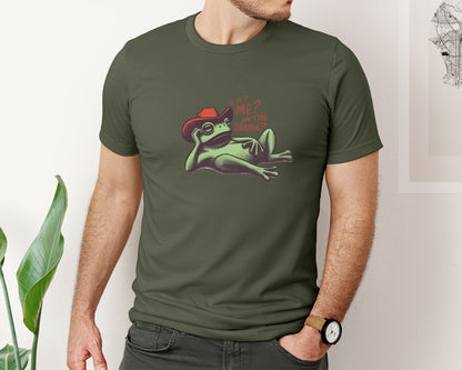 brand:Bella Canvas|color:Military Green|Drama Frog Funny Cowboy Aesthetic Graphic T-Shirt