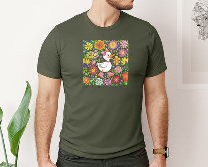 brand:Bella Canvas|color:Military Green|Funny Mama Goose Boho Floral Graphic T-Shirt