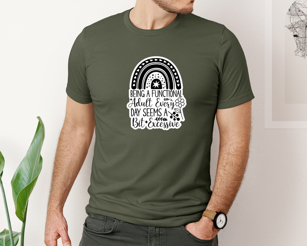 brand:Bella Canvas|color:Military Green|Funny Quotes Sarcastic Sticker Graphic T-Shirt