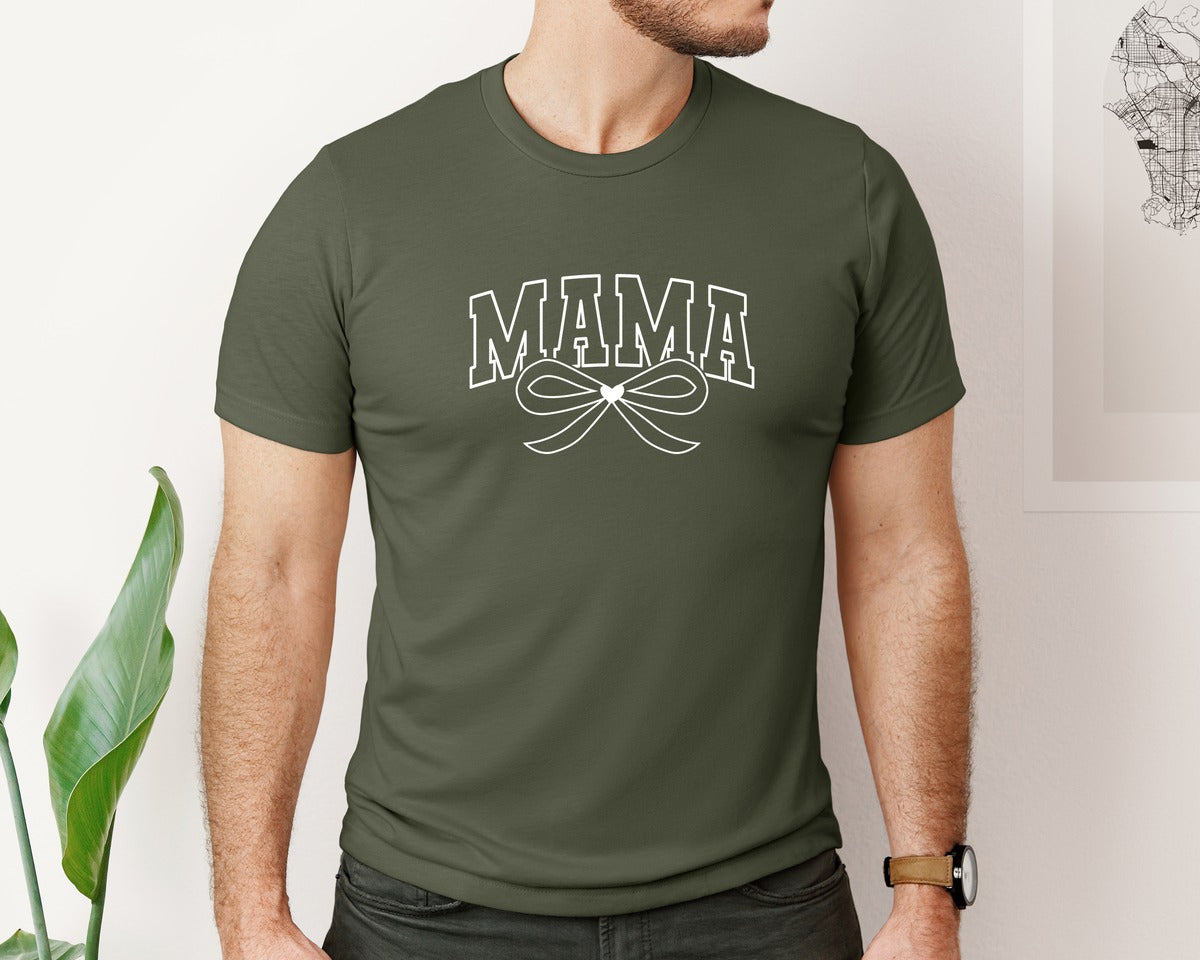 brand:Bella Canvas|color:Military Green|Mama Lightning Bolt Mama 7 Graphic T-Shirt