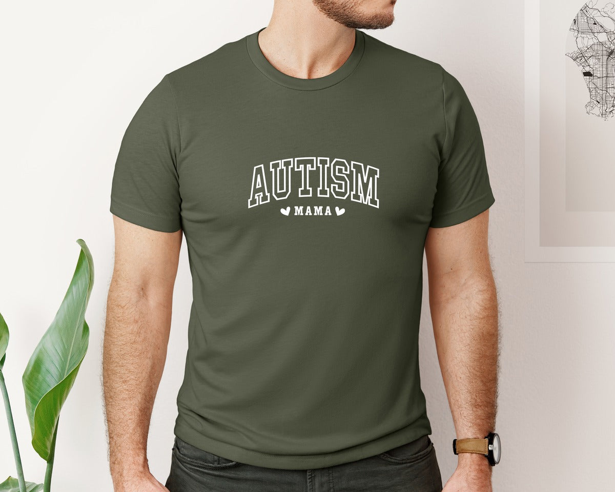 brand:Bella Canvas|color:Military Green|Autism Awareness Autism Mama 2 Graphic T-Shirt