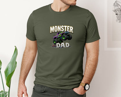 brand:Bella Canvas|color:Military Green|Fathers Day Monster Truck T Shirtdesign Graphic T-Shirt