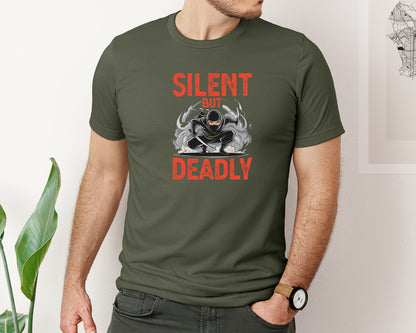 brand:Bella Canvas|color:Military Green|Silent But Deadly T Shirt Graphic T-Shirt