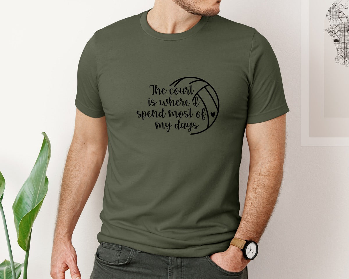 brand:Bella Canvas|color:Military Green|Volleyball Mom 24 Graphic T-Shirt
