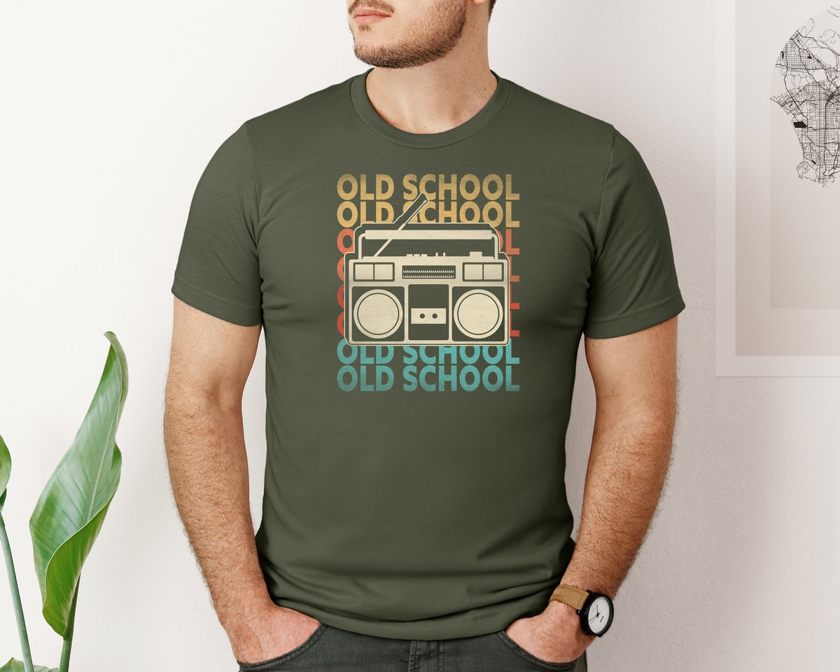 brand:Bella Canvas|color:Military Green|Retro 80S 90S Old School T Shirt Design Graphic T-Shirt
