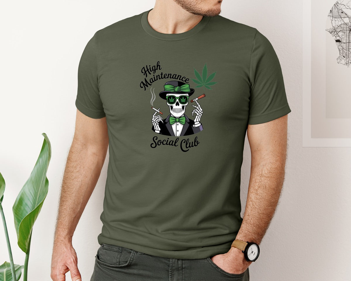 brand:Bella Canvas|color:Military Green|High Maintenance Social Club 4 Graphic T-Shirt