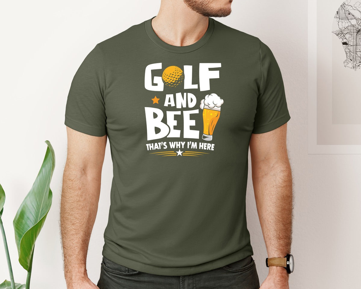 brand:Bella Canvas|color:Military Green|Funny Golf Beer Lover T Shirt Desin Graphic T-Shirt