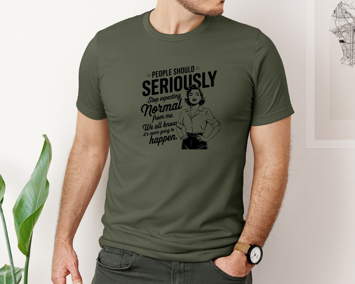 brand:Bella Canvas|color:Military Green|Vintage Funny Trendy Woman Shirt Design Graphic T-Shirt