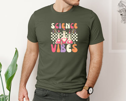 brand:Bella Canvas|color:Military Green|Groovy Science Vibes Chemistry T Shirt Graphic T-Shirt