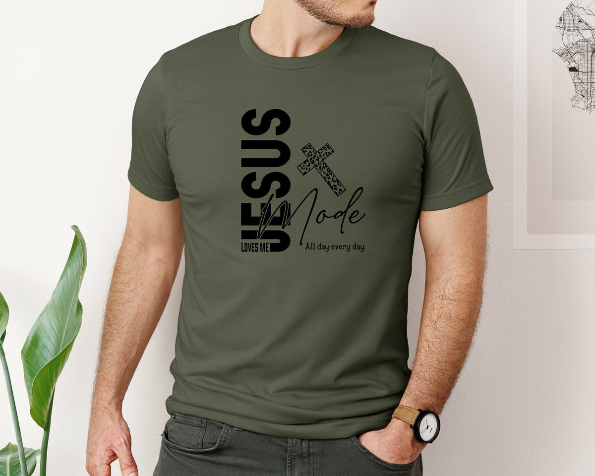 brand:Bella Canvas|color:Military Green|Jesus Loves Me Love Like Jesus Graphic T-Shirt