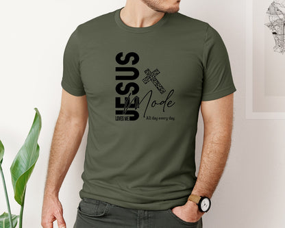 brand:Bella Canvas|color:Military Green|Jesus Loves Me Love Like Jesus Graphic T-Shirt