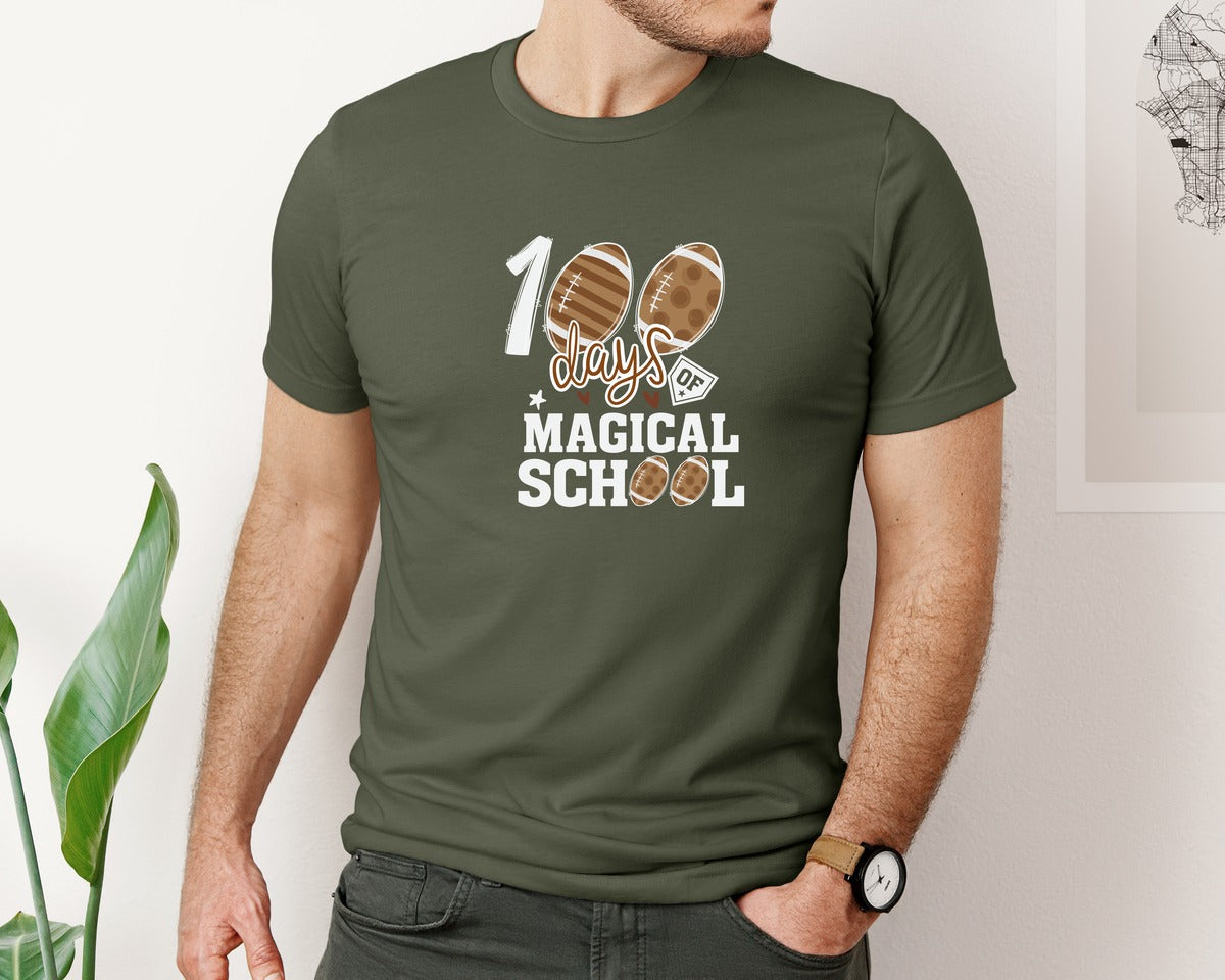 brand:Bella Canvas|color:Military Green|Happy 100 Days Of School T Shirt Design 30 Graphic T-Shirt