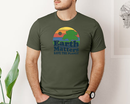 brand:Bella Canvas|color:Military Green|Earth Matters Save The Planet T Shirt Graphic T-Shirt